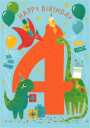 Dinosaur 4th Birthday Card