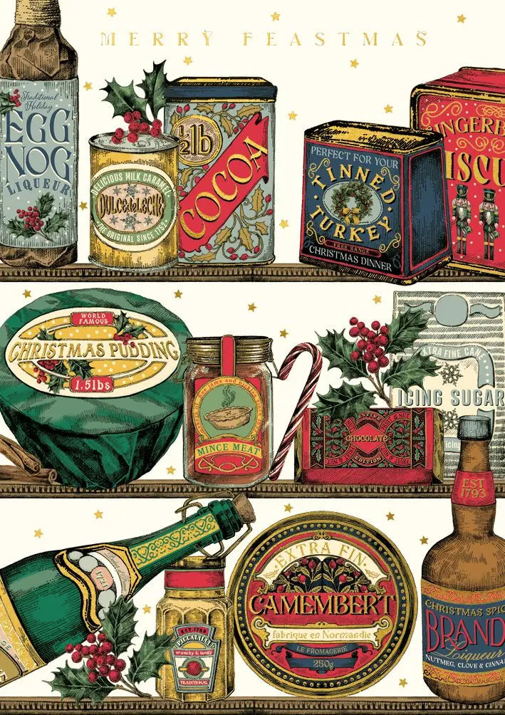 Merry feastmas - Vintage food Card