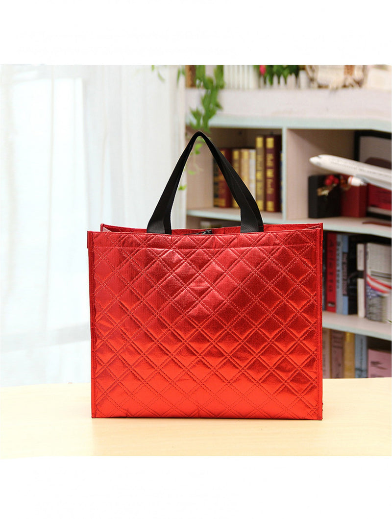 Red Reusable Shopping Bag with Button Closure