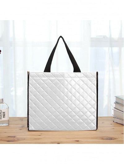 White Reusable Shopping Bag with Button Closure