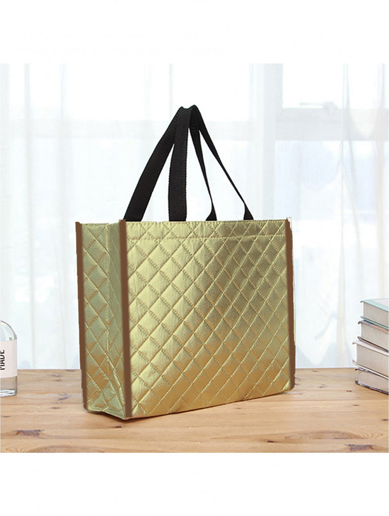 Gold Reusable Shopping Bag with Button Closure