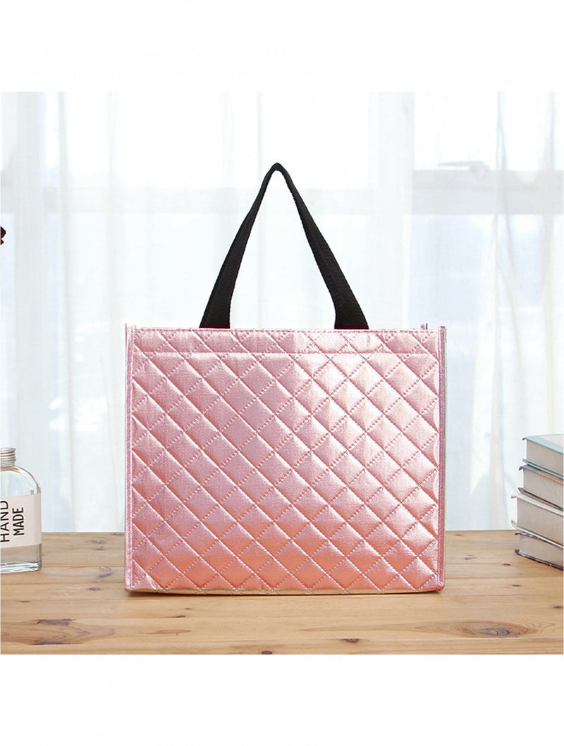 Pink Reusable Shopping Bag with Button Closure