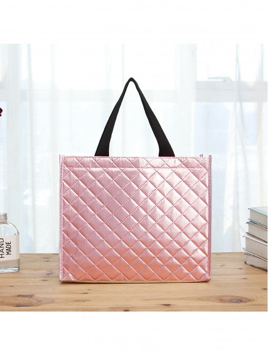Pink Reusable Shopping Bag with Button Closure