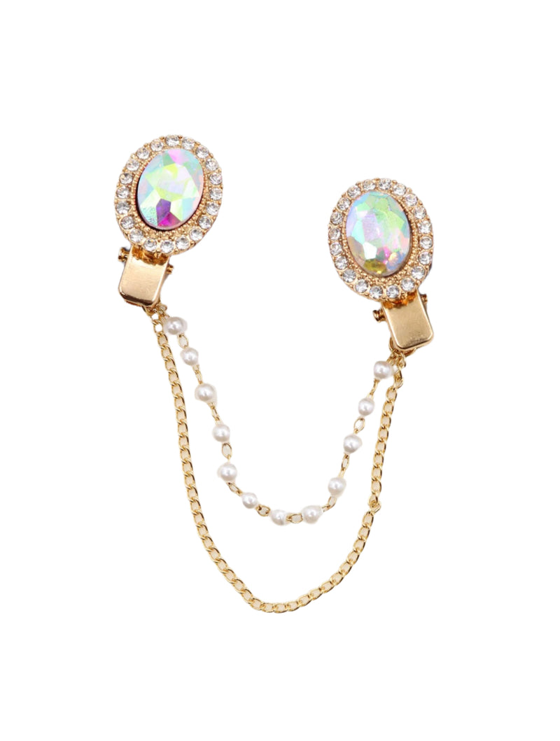 Clip on Rhinestone Sweater Link Clip-Gold