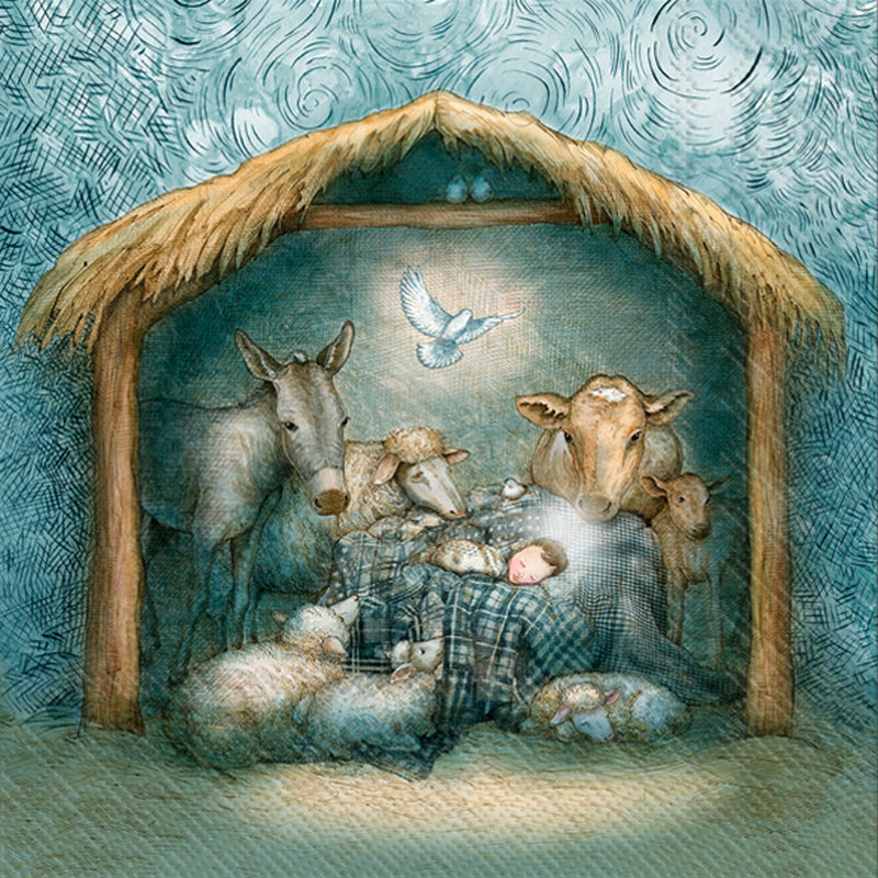 Peace Nativity Cocktail Napkin