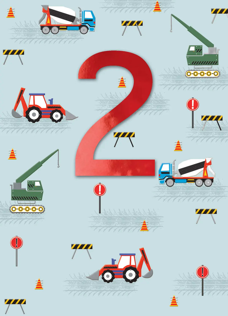 2 Construction Trucks Birthday Card