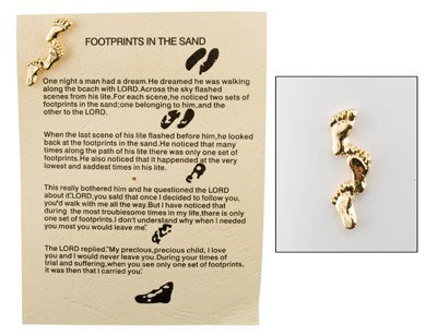 Gold Metal Footprints Pin and Prayer Card
