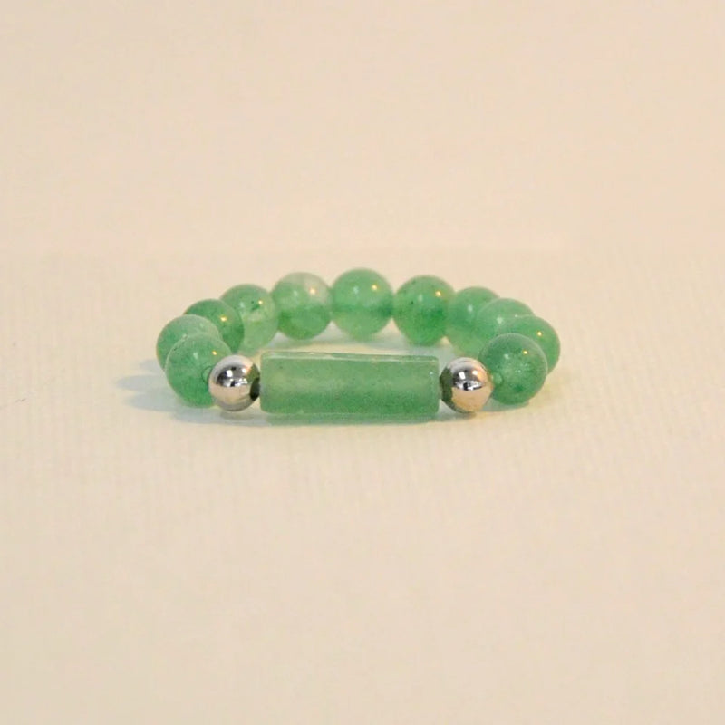 Natural Stone Stretch Ring-Green Aventurine