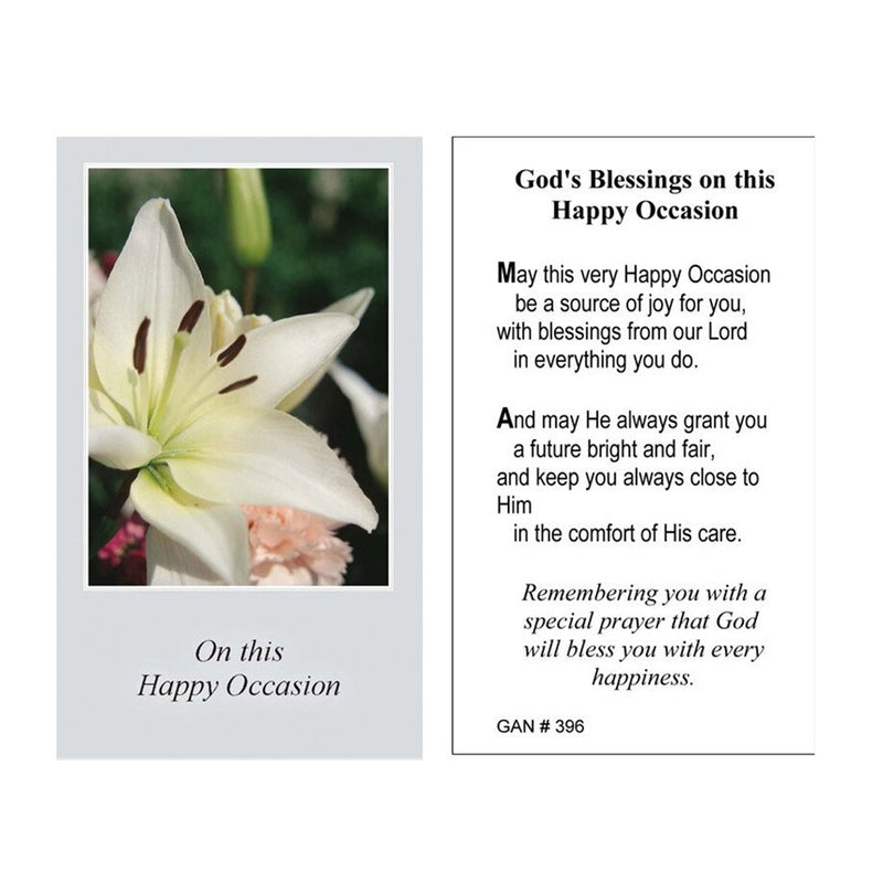 PRAYER CARD WITH MEDAL - HAPPY OCCASION