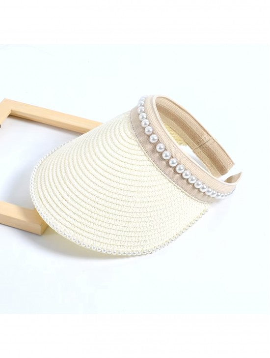 Flexible Visor with Pearl Accents in Cream