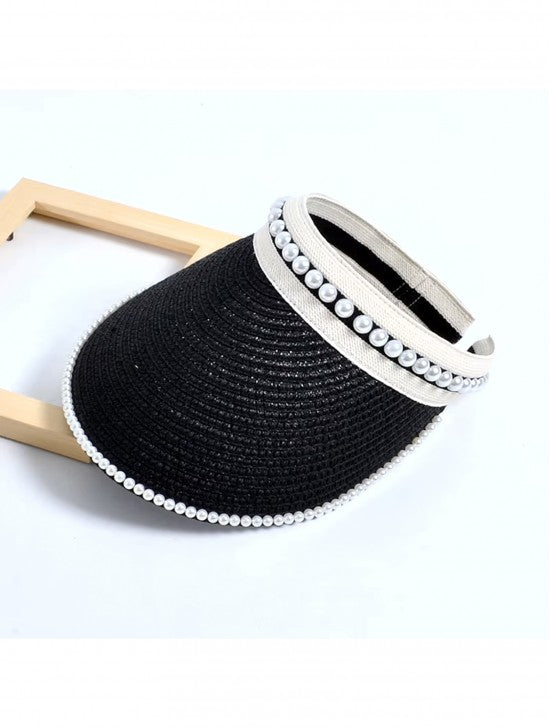 Flexible Visor with Pearl Accents in Black