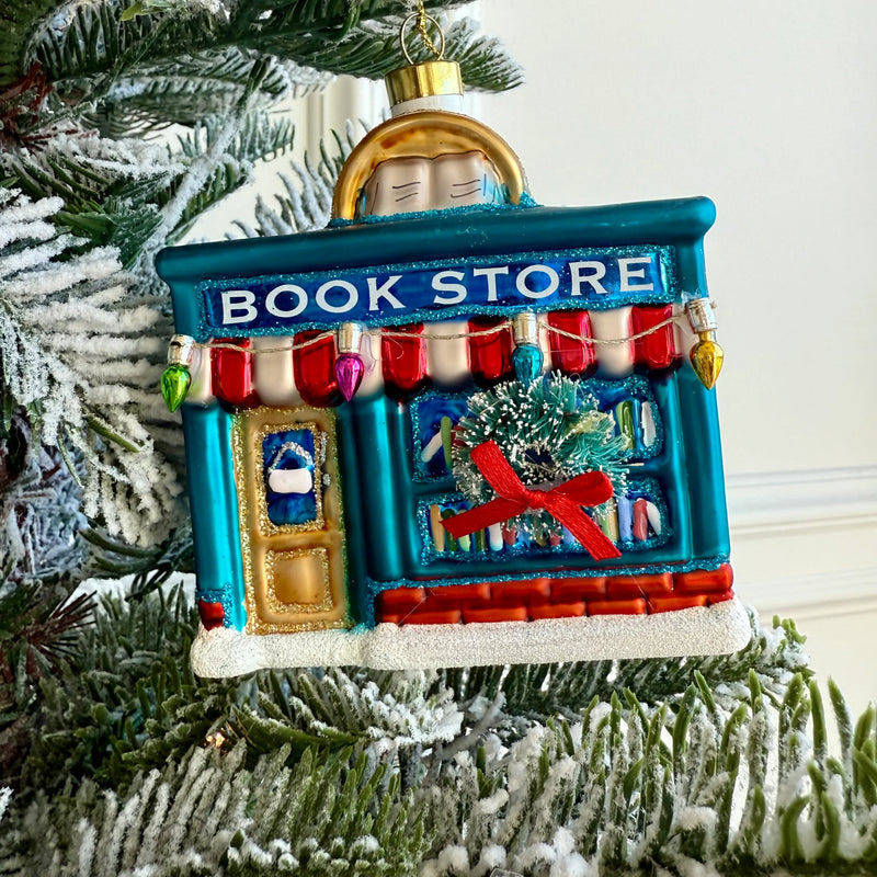 Glass Bookstore Ornament