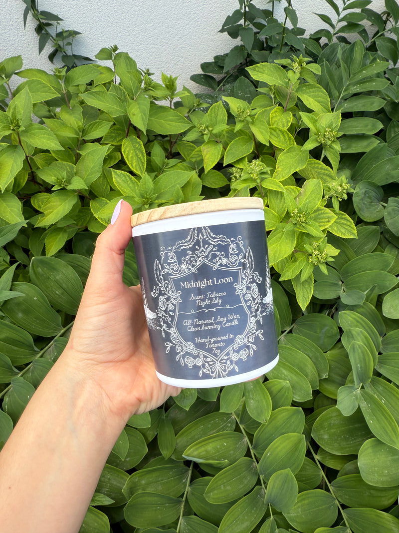 "Midnight Loon " - Tobacco Night Sky 100% Soy Wax Candle - Made in Toronto