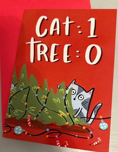 Cat Tree Funny Christmas Card