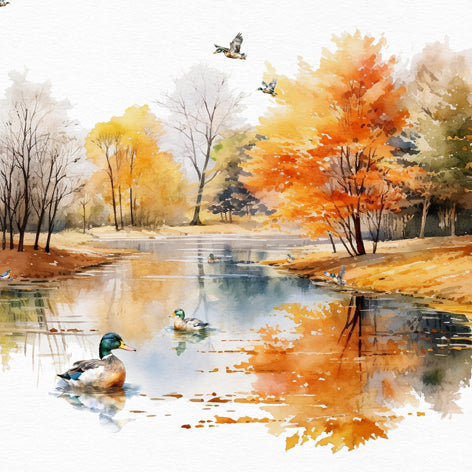 Mallard Ducks at Autumn  -Luncheon Size