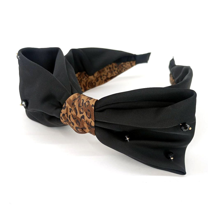Headband in Black and Cheetah