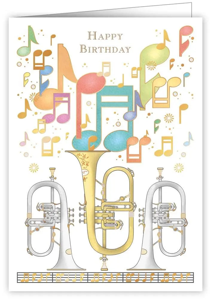 Musical Horns Themed Birthday Card