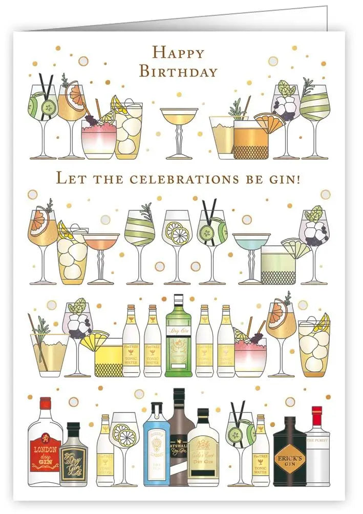 Happy birthday let the celebrations be gin! Card