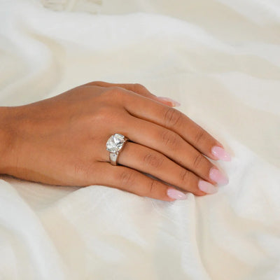 Oval CZ Stone Stretch Ring