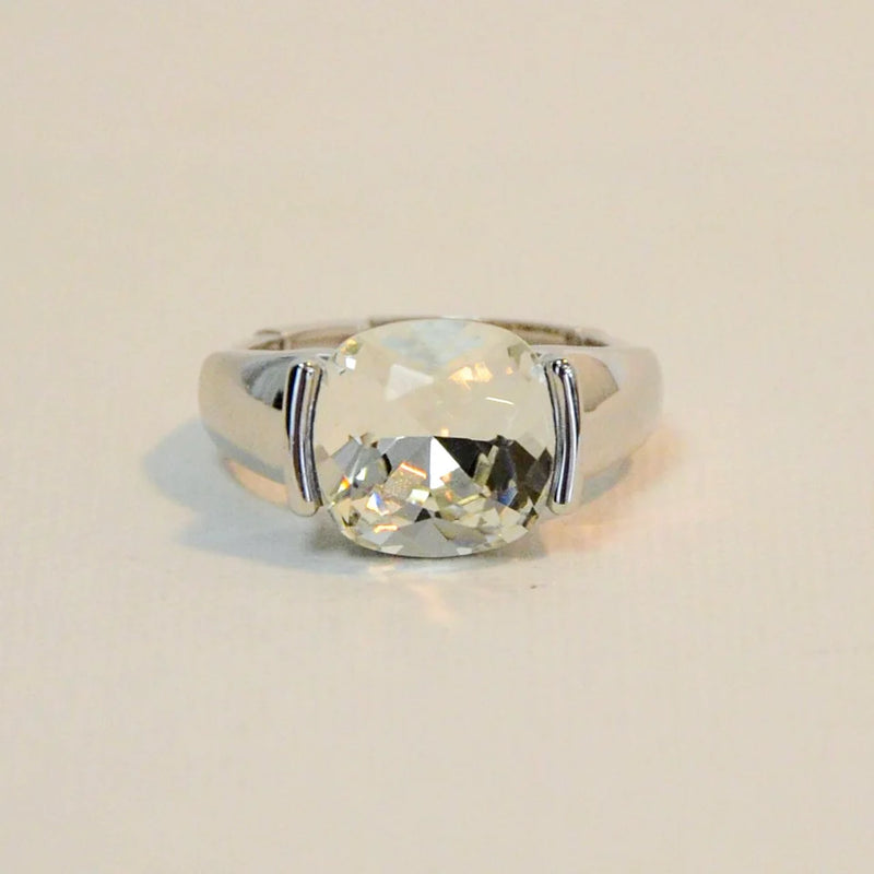 Oval CZ Stone Stretch Ring