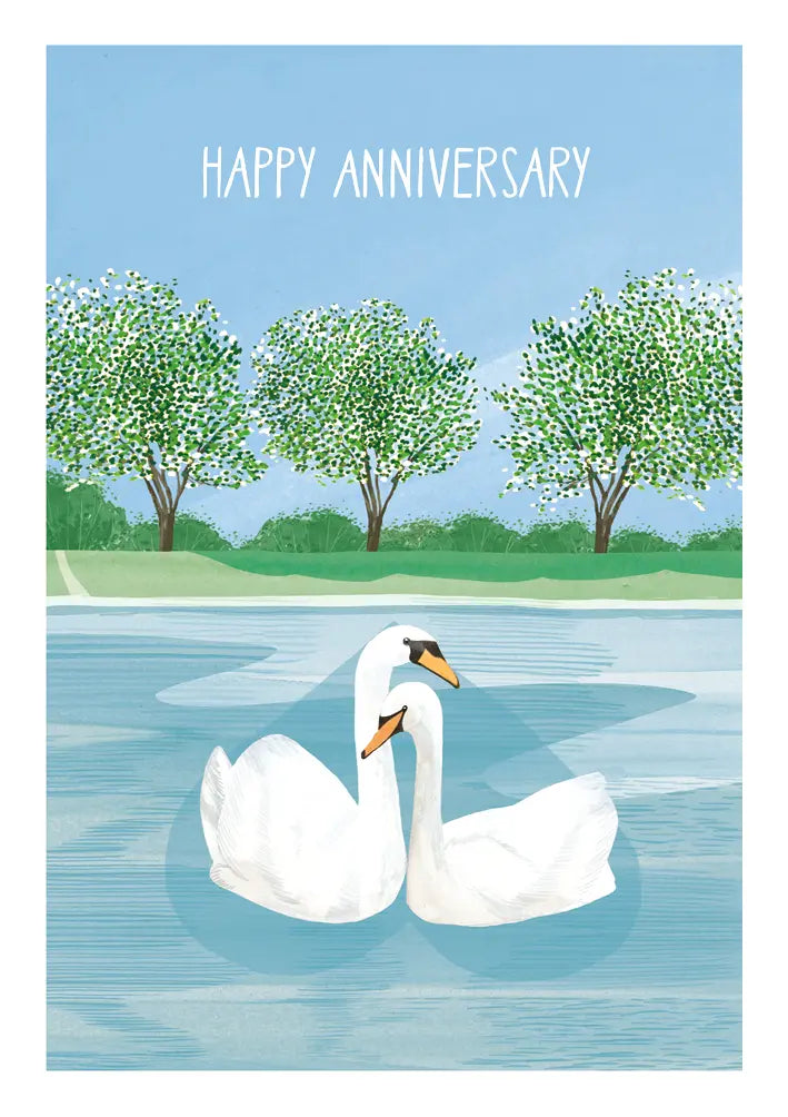 Happy Anniversary Swans Card