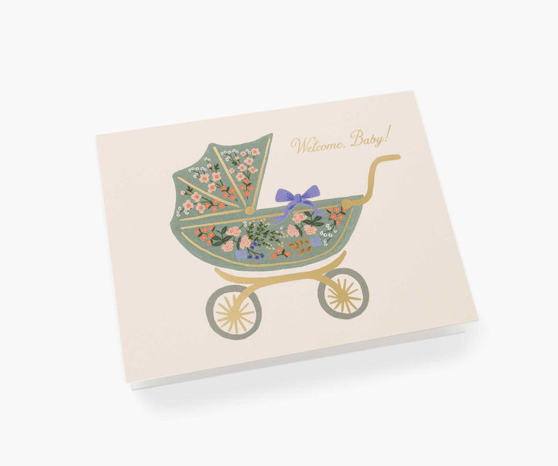 Floral Pram Baby Card