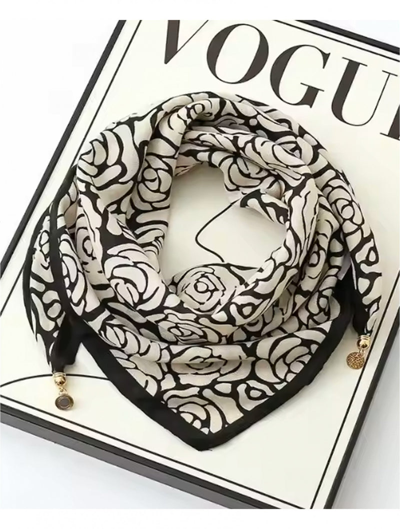 Patterned Square Scarf with Magnetic Link