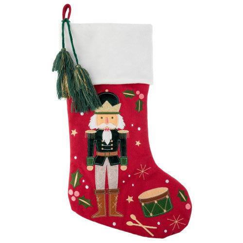 Nutcracker Holiday Embroidered Stocking