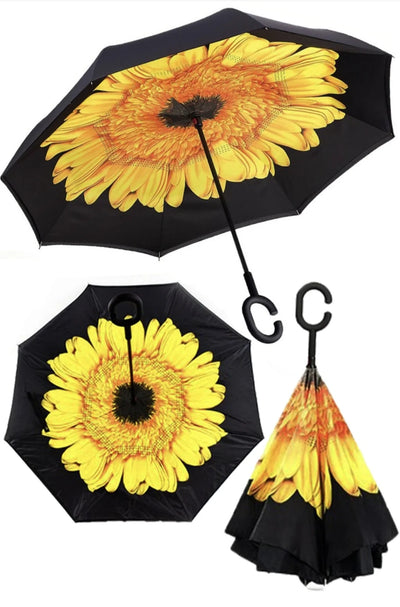 Sunflower Double Layer Inverted Umbrella Shaped Handle