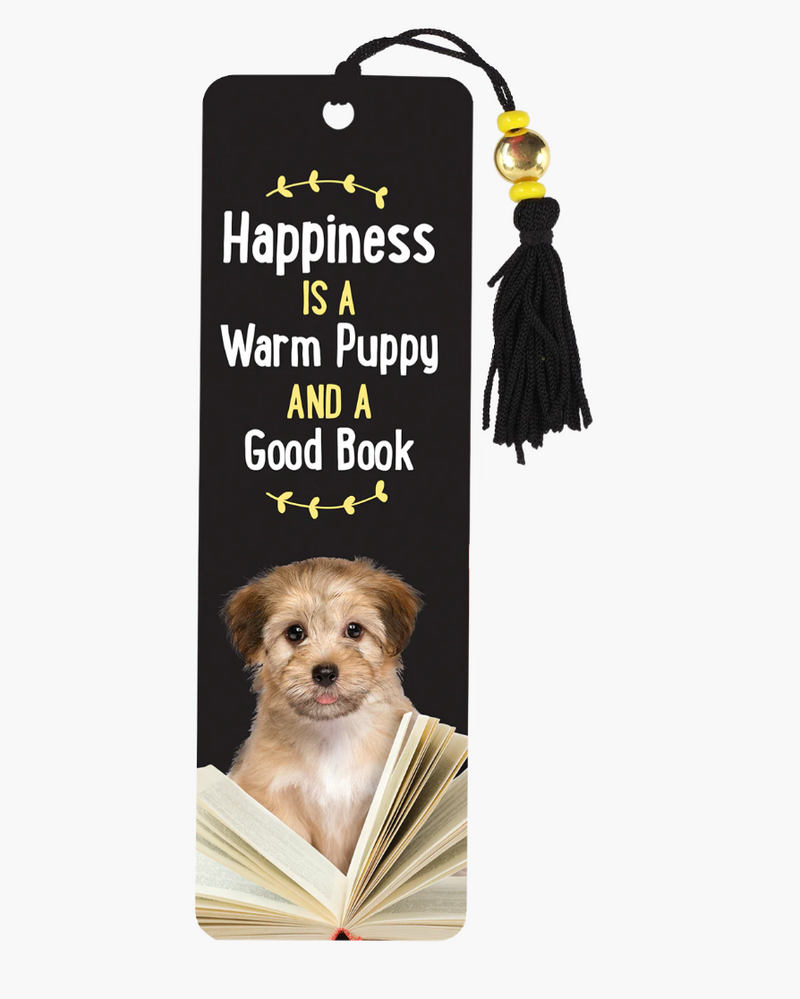 Happiness Is a Warm Puppy and a Good Book Beaded Bookmark