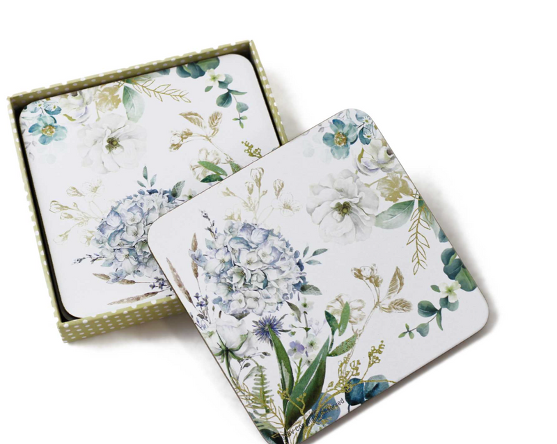 4 Piece Hydrangea Coaster Set