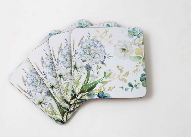 4 Piece Hydrangea Coaster Set