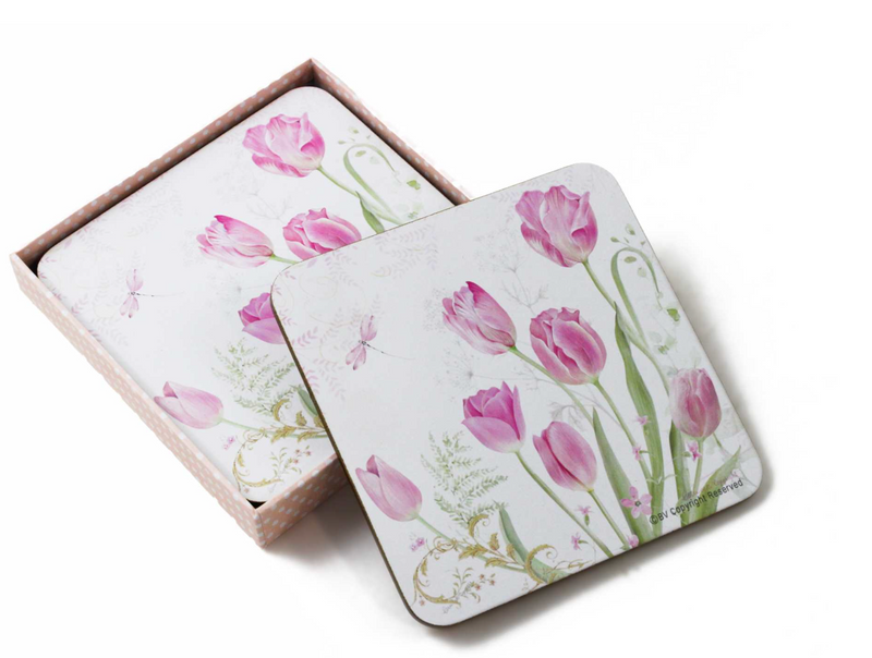 4 Piece Tulips Coaster Set