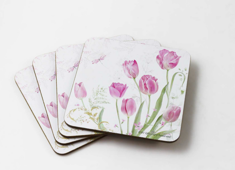 4 Piece Tulips Coaster Set