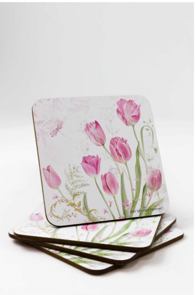 4 Piece Tulips Coaster Set