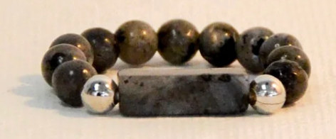 Natural Stone Stretch Ring-Black Labradorite