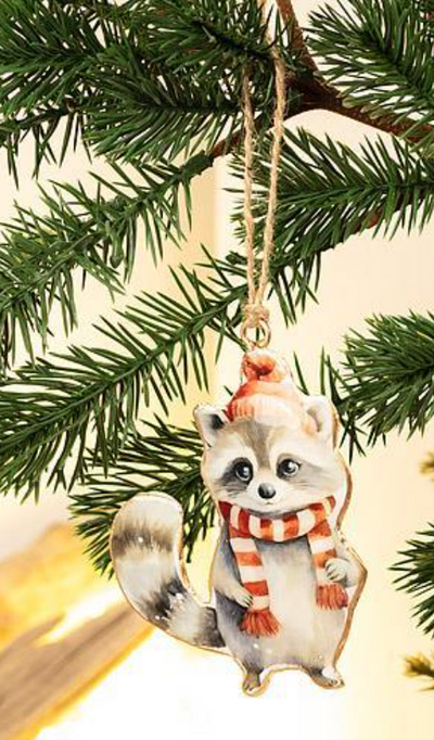 Winter Raccoon Ornament