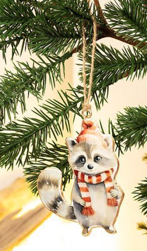 Winter Raccoon Ornament