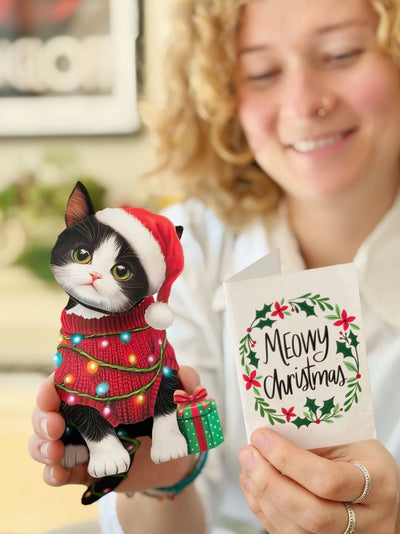 Mini Christmas Kitten Pop-up Greeting Card