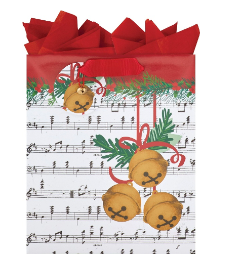 Gold Jingle Bell Medium Gift Bag