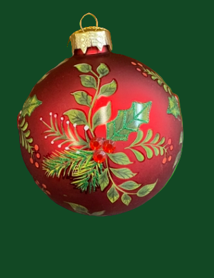 Traditional Red Holly Ball Ornament