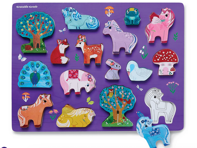 16-Piece Wood Puzzle - Unicorn Garden