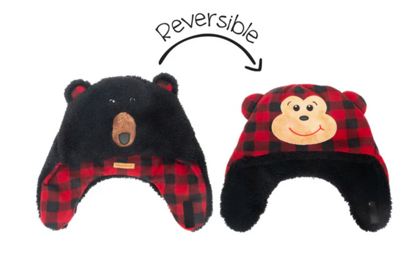 Bear - Moneky Kids Reversible Sherpa Hat - FlipJackKids