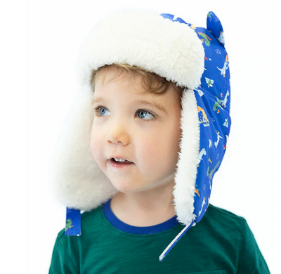 Kids & Baby Water Repellent Trapper Hat - Dino on Ice