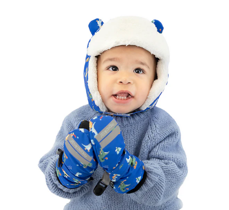 Kids & Baby Water Repellent Trapper Hat - Dino on Ice