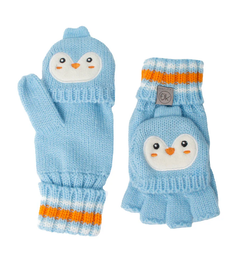 Penguin - Knitted Fingerless Gloves With Flap - FlipJackKids