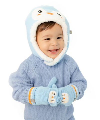 Penguin - Knitted Fingerless Gloves With Flap - FlipJackKids