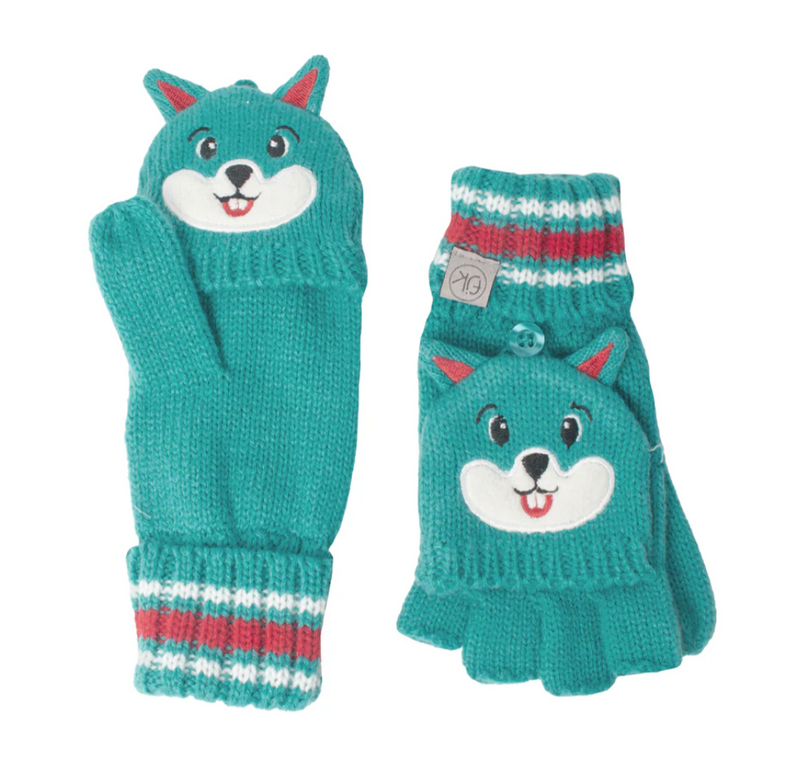 Squirrel - Knitted Fingerless Gloves With Flap - FlipJackKids
