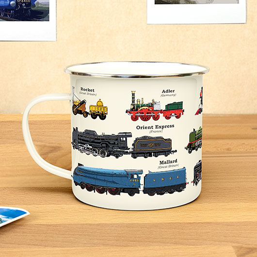 Trains Enamel Mug