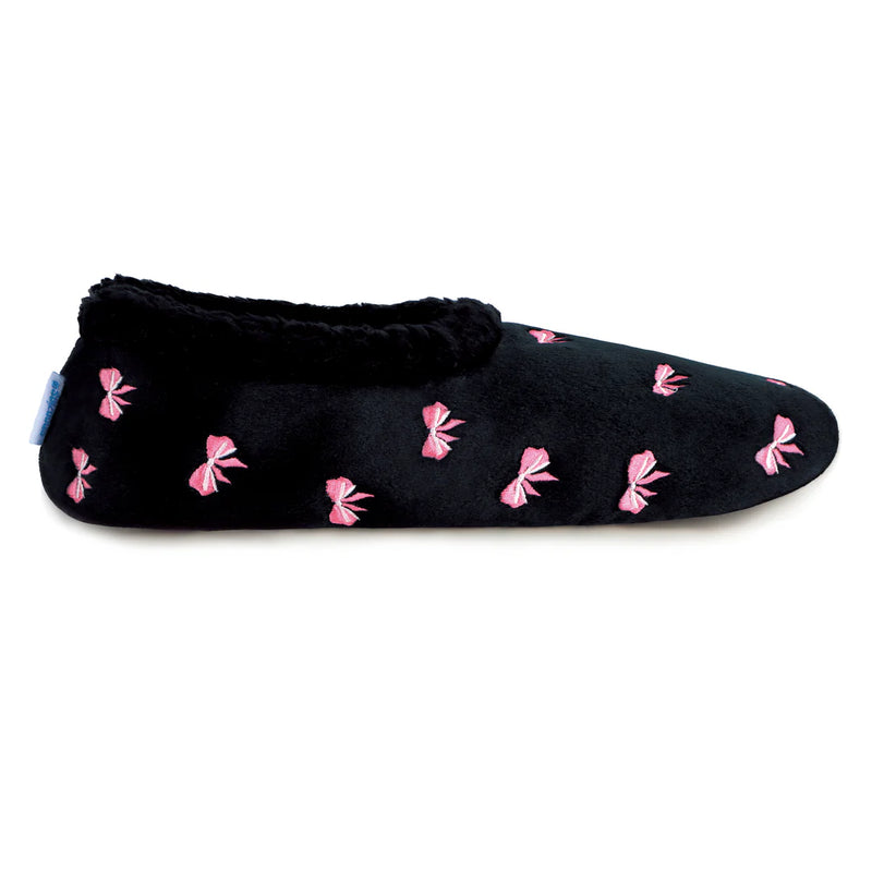 Womens Bow-Utiful BLACK Slipper With Memory Foam Sole